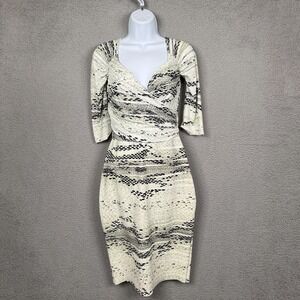 Chiara Boni Dress Women 42 Ivory Snakeskin Bodycon Wrap Cocktail‎ Party Y2K US 6